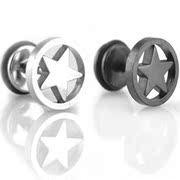 Wing ring of simple two-color optional pentacle titanium steel men''s earrings men men jewelry earrings