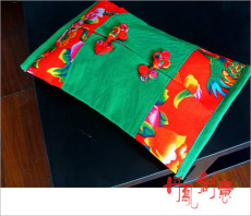 凤凰牡丹拼花,三饼盘扣纸巾盒--红色