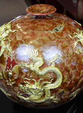 大号雕刻陶瓷天地方圆客厅结晶釉