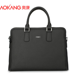Aucom new leather suede leather man bag business casual fashion knitting pattern laptop shoulder Messenger bag