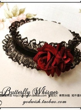 恶魔萝莉风浪漫玫瑰女仆蕾丝项链