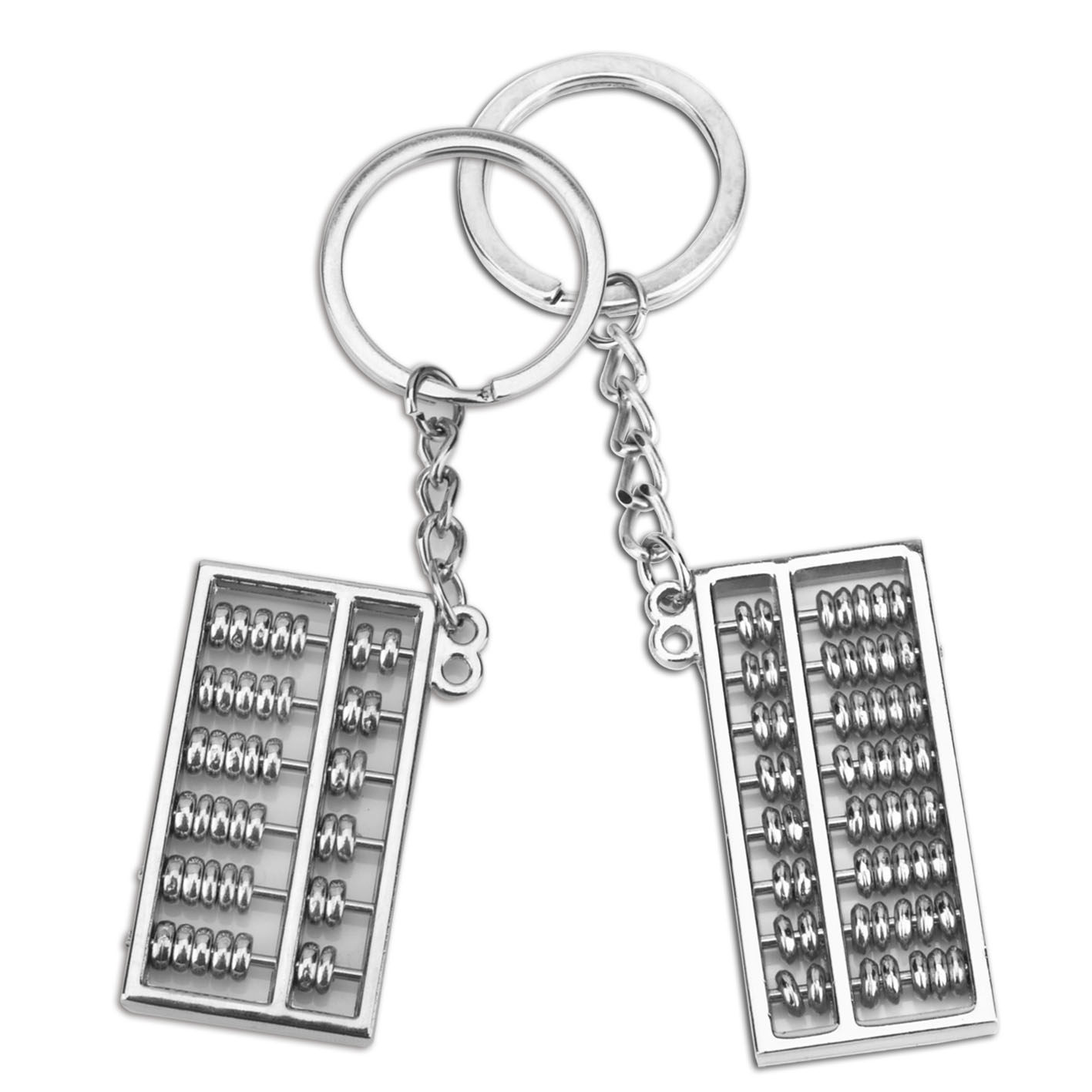 银色算盘情侣钥匙扣创意车用迷你饰件钥匙圈实用商务小礼品一对价