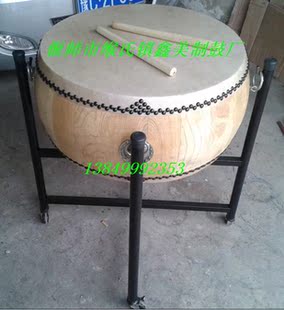 18寸白茬鼓 鼓架 鼓棒三件套/头层牛皮 盘鼓威风锣鼓堂鼓椿木战鼓