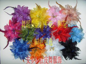 新款肚皮舞舞蹈头花胸花手花臂花 新娘饰品羽毛发饰头花头饰13色