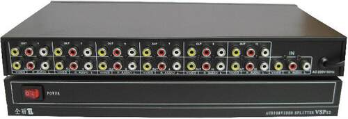 仝丽 VSP12 一分十二路音视频分配器 1分16 莲花头 AV音频分频器