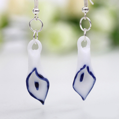 Morning glory jewelry handmade original earrings ceramic folk style mother''s day gift fashion personality