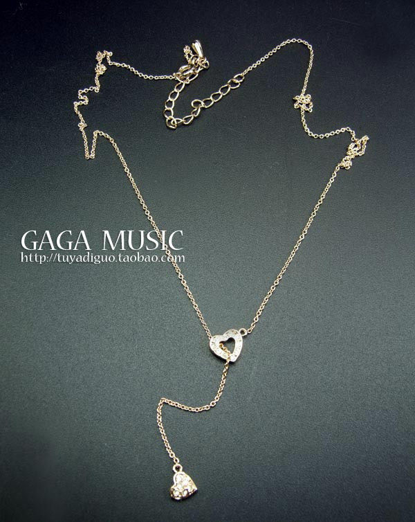 超精致小爱心水晶镀金短款锁骨链