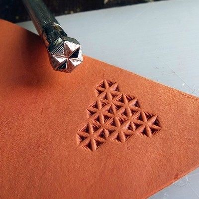 皮雕皮艺压花工具DIY手工印刻印章新品精雕钢制皮革装饰 雪花纹