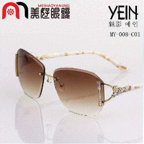 正品韩国YEIN魅影无框钻石切边镶钻太阳镜防紫外线女士MY008C01