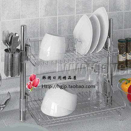 韩国进口不锈钢餐具沥水架 厨房置物架 盘子架 晾盘架 筷子笼