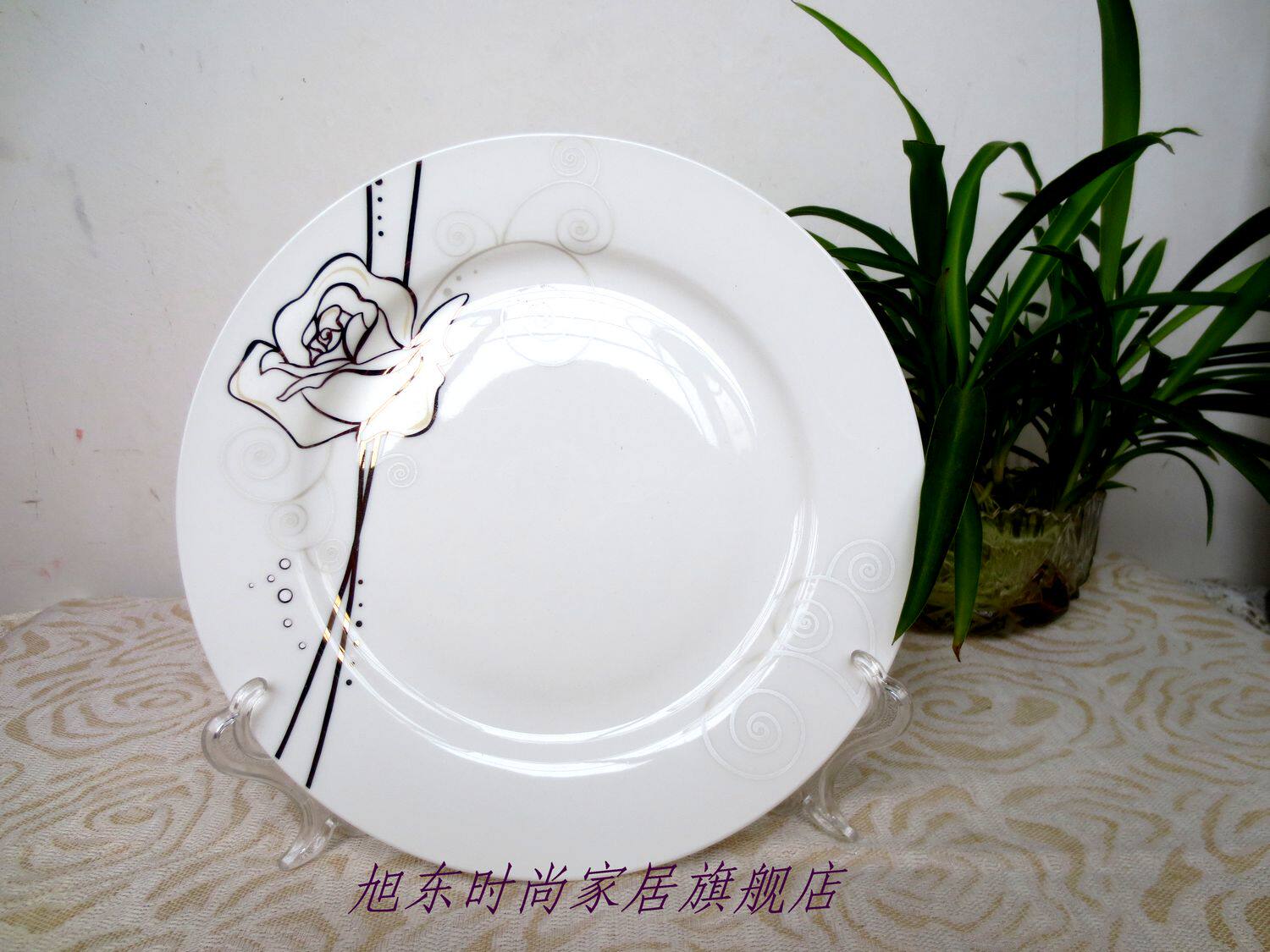 情思玫瑰8寸平盘新骨瓷凉冷菜盘陶瓷盘子散装餐具可微波