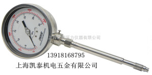 。熔体压力表 PT124Y-610-50MPA-M14*1.5-200mm 隔膜压力表