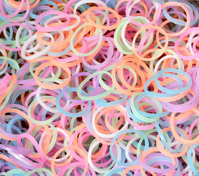 夜光蛋白果冻冰激凌色橡皮筋rainbow loom彩虹织机diy编织 600根