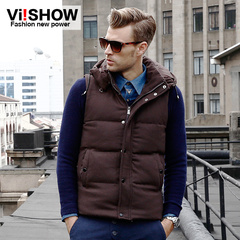 Viishow men's Joker down vest hooded collar 2015 spring new thermal down vest men