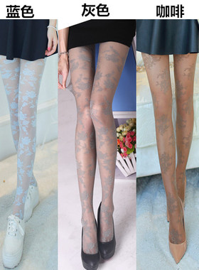 加厚加绒开裆档韩版时尚彩白色玫瑰花提花长筒连裤袜打底袜丝袜子
