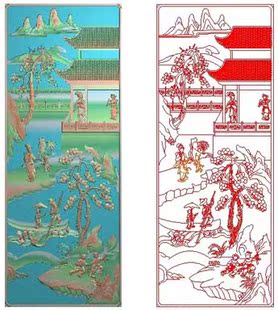 JD084 精雕图 源文件 山水风景 浮雕 人物
