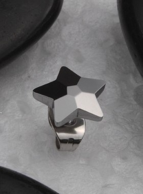 TRUEMAN/真男人首饰 时尚钨金耳钉 男士五角星耳钉 闪亮 潮男饰品