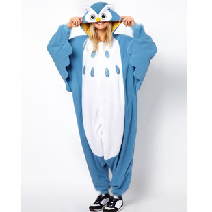 pajama 猫头鹰卡通连体睡衣情侣可爱男女学生演出服 onesie 外原版