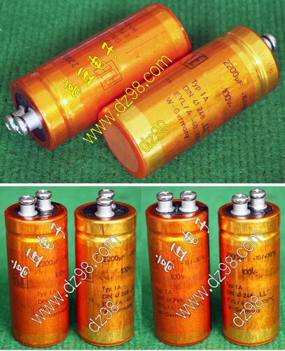 8成新 德国 ROE 100V 2200UF HIFI 发烧级 电容 高贵 金黄色