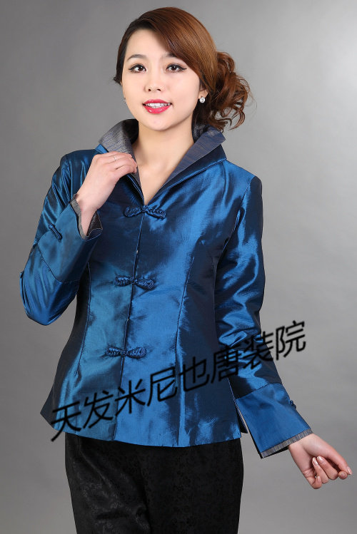 女士丝绸盘扣长袖改良风外套唐装