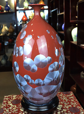 台面干花结晶釉客厅红色工艺品