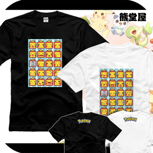 口袋妖怪XY百变皮卡丘颜艺卖萌神奇宝贝精灵宝可梦衣服短袖T恤