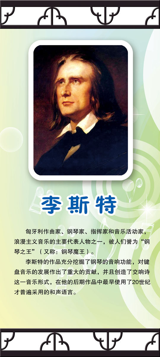 海报印制208海报展板素材(制作)1227 名人简介李斯特
