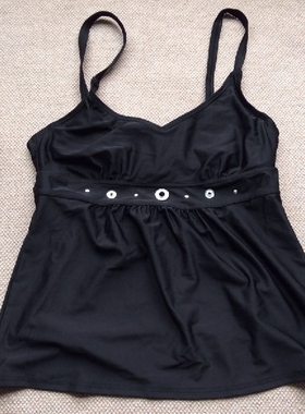 清货莹NT080 外贸原单钢托款比基尼泳衣大尺寸黑色背心款S~2XL