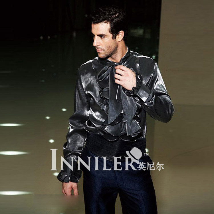 男士长袖主持演出高档衬衫 欧式宫廷花边荷叶边 新郎结婚礼服衬衫在类目 男装, 衬衫中 - 来自Buy2taobao.com提供专业的淘宝代购服务