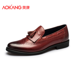 Aucom flow subuluoke tidal shoes leather casual fashion leather shoes men's shoes leather carving business casual shoes