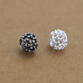 S925纯银泰银饰品 镂空隔珠散珠路路通 DIY红绳手链佛珠手串配件