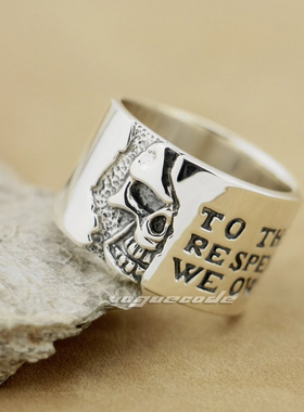 时尚男款座右铭925潮朋克风戒指
