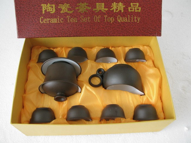 实用红黑两色包邮整套功夫茶具