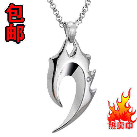 钛钢男士狼牙项链 个性霸气吊坠挂饰装饰品刻字生日礼物潮人新款