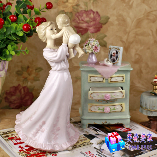 英国陶瓷瓷偶人物桌面生日雅致礼品母爱摆件新生儿我的亲亲宝贝