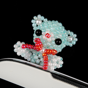 Hand-beaded bow DIY kit Teddy bear little green bear dust control for mobile phone pendants ornaments