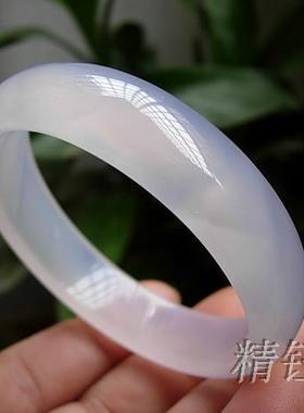 时尚精美 巴西玛瑙玉髓正装手镯57mm 天然紫色/通透荧光