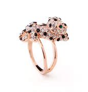 Mu-Mu accessories female accessories Europe imitate diamond rose gold-plated Crystal Panther ring rings special retro