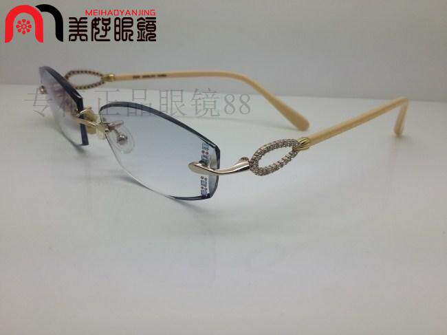正品韩国YEIN魅影8273无框切边镶钻近视眼镜彩色水晶钻石削边眼镜