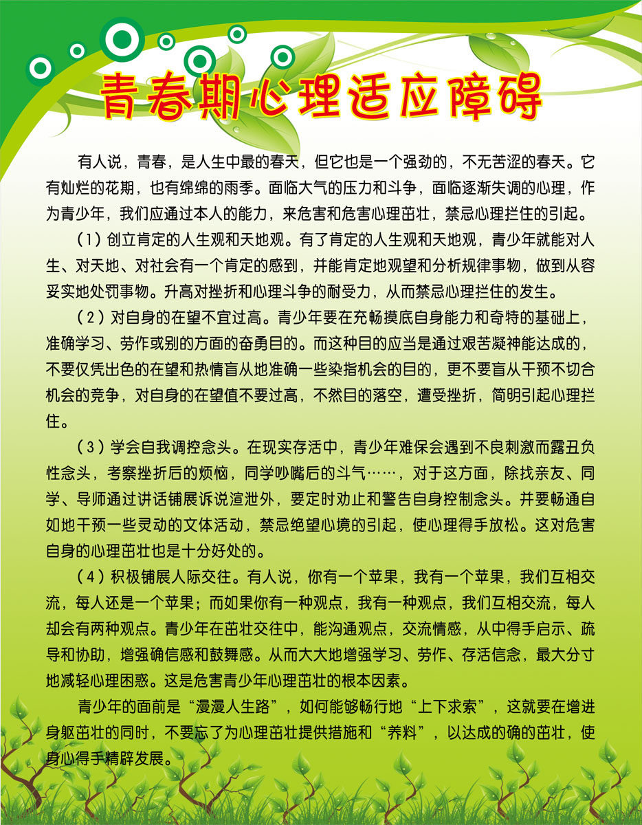 615海报印制海报展板素材947青春期心理适应障碍