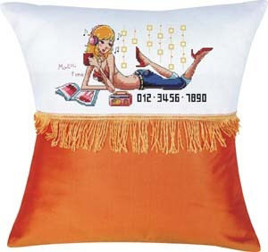 空白布爱丽丝十字绣-靠垫（抱枕）KD015时尚美女-7(11CT)