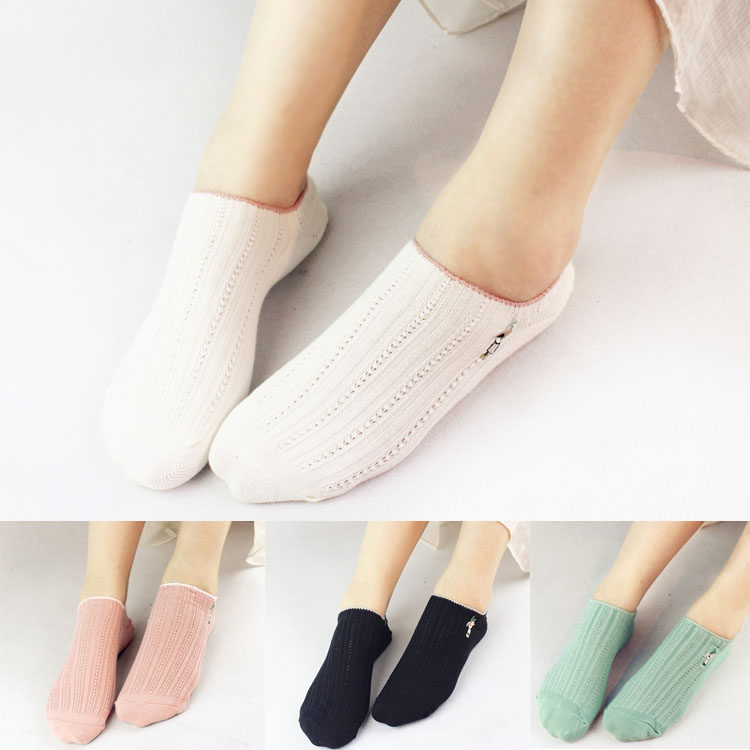 女士圆头袜 袜子 高档小兔刺绣 全纯棉 薄款 夏季 透气舒适,女士内衣/男士内衣/家居服,船袜,淘宝优惠券,粉丝福利购,淘宝优惠卷