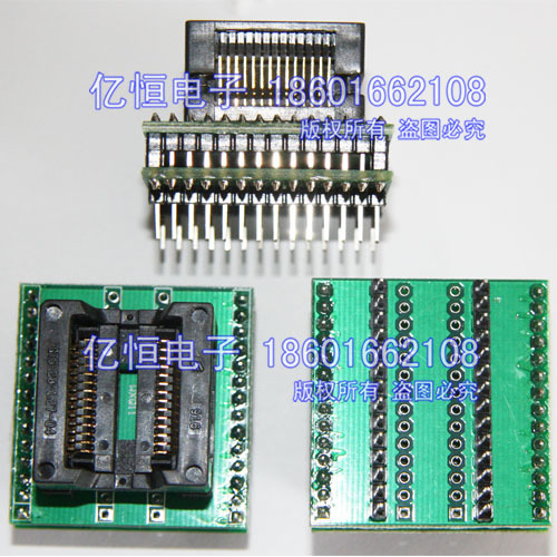 进口镀金IC测试座转换座烧录SOP28转DIP28兼容SOP16 SOP18 SOP20