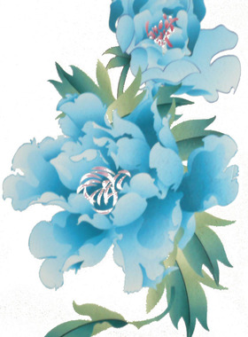 满20元包邮 纹身贴纸防水女 蓝色牡丹HM451 大图背部贴 疤痕贴