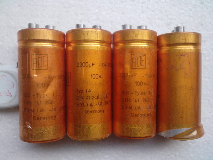德国金色 ROE 100V 2200UF 发烧滤波电容 螺丝脚电容 品相较差