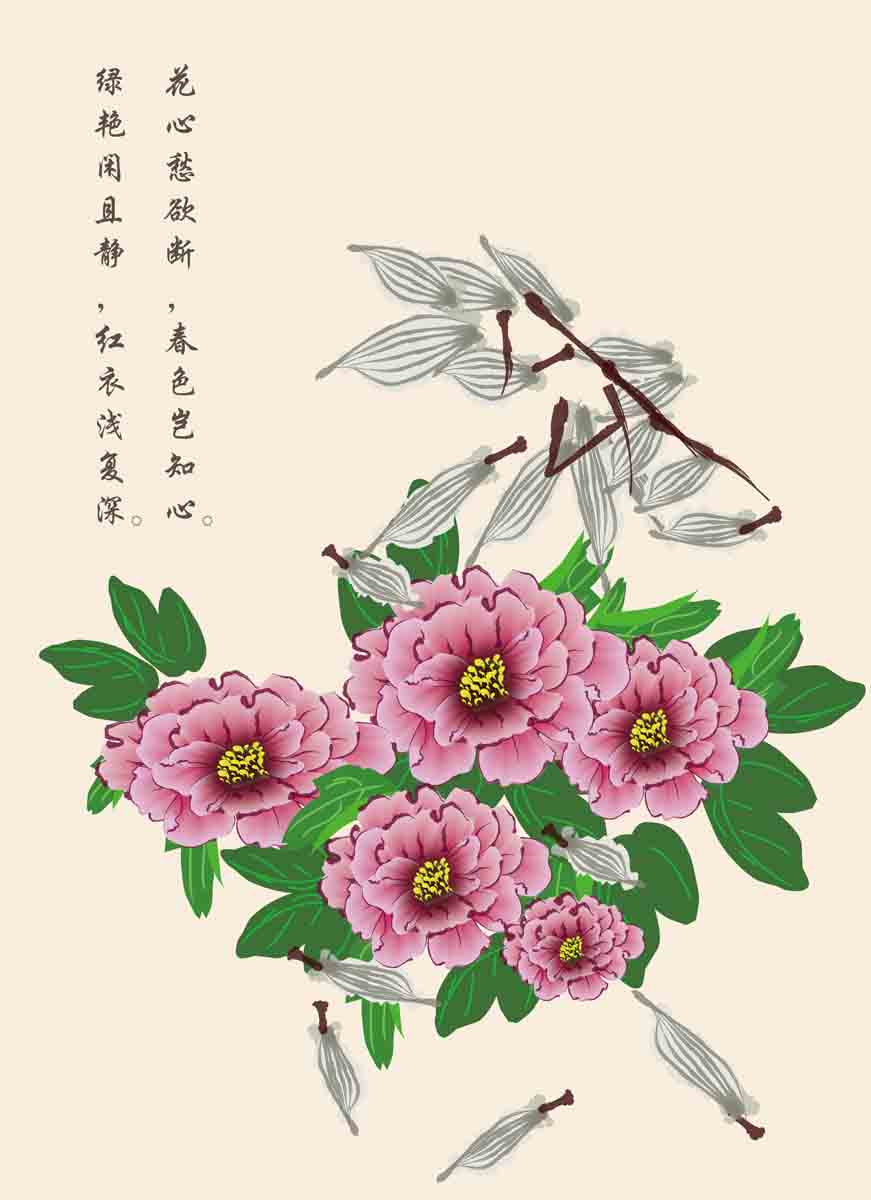 181素材鲜花卉海报展板装饰画墙画壁画挂画44国色牡丹 ps海报印制