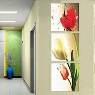 超清晰彩色十字绣重绘图纸/源文件 三联 竖版郁金香