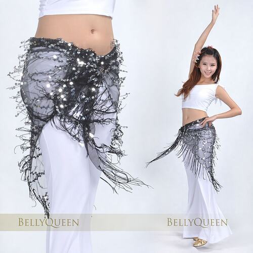 bellydance广场舞爵士舞蹈印度肚皮舞腰链臀巾优质亮片流苏三角巾