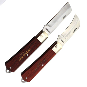 香港飞鹿 工具 红木手柄特殊钢电工刀 电工工具 RD-70 直刃 弯