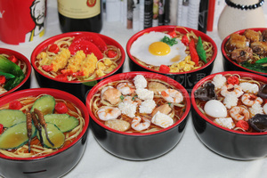 仿真食品食物模型乌冬面鸡蛋海鲜排骨碗面斋面 过家家玩具摆设